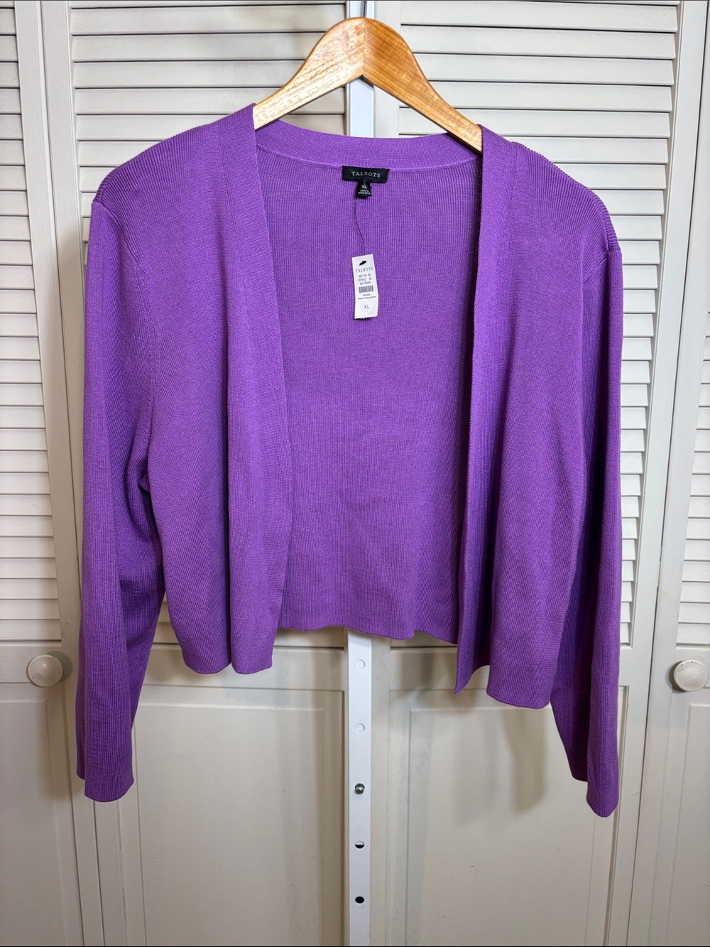NWT Talbots Vibrant Purple Open-Front Cropped Cardigan Sweater XL